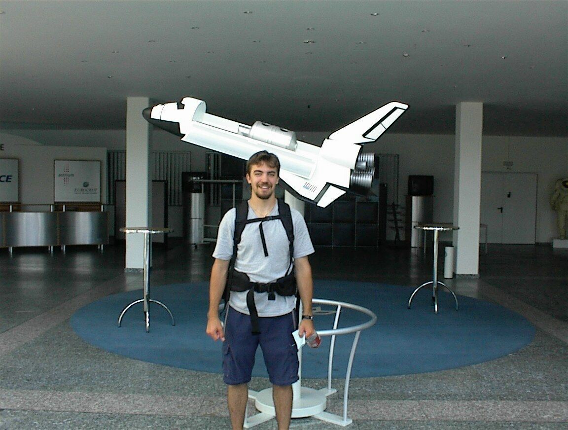 This is where Roger works! A model of the U.S. space shuttle in the background