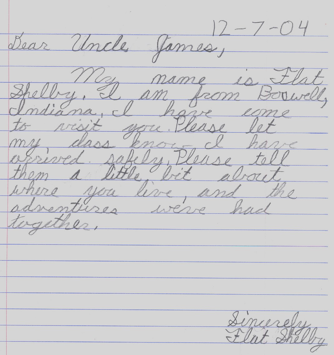  This is the letter from Shelby. 
